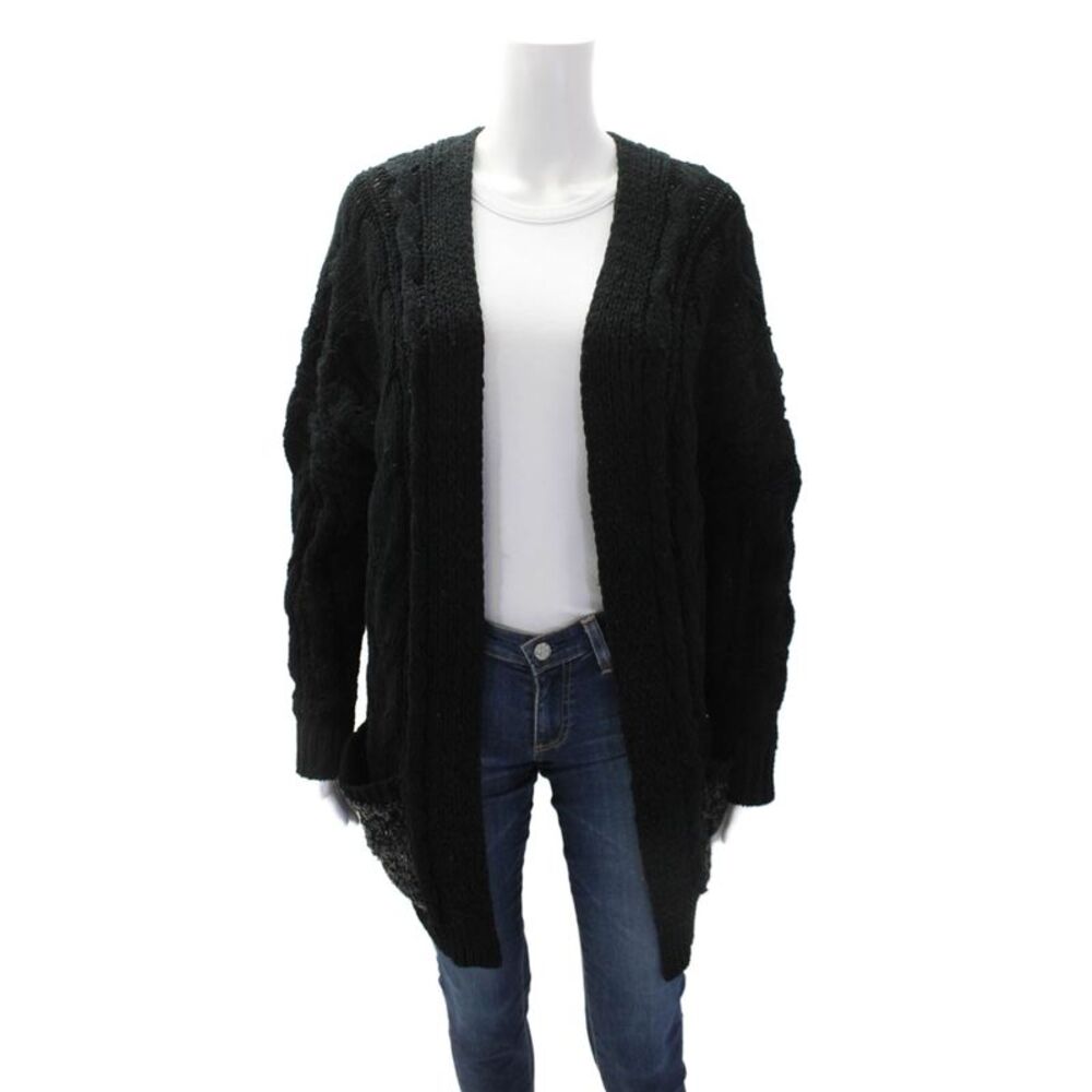 Loyd/ford Women's Long Sleeves Open Front Sequin Cardigan Sweater Black Size S